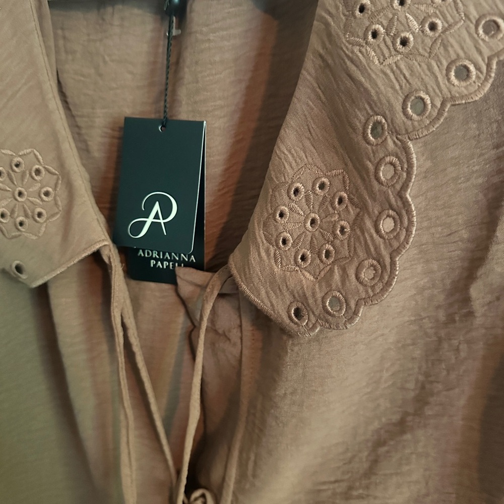 Brown Lace-Trimmed Women's Top - Picture 3 of 5